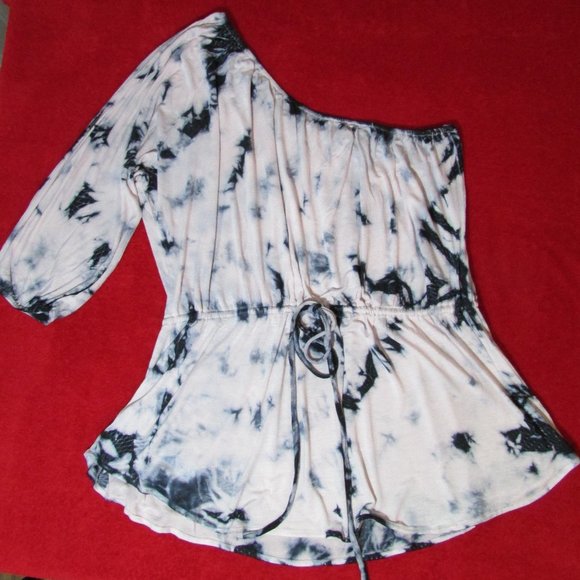 Boston Proper Tops - Boston Proper One Shoulder Tie Dye Top Blue